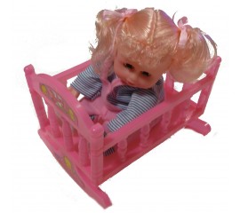 Žaislas lėlė lovytėje grojanti